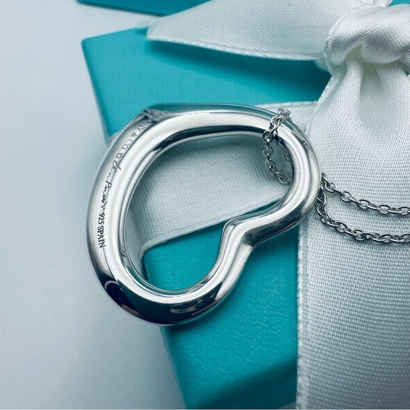 Tiffany & Co 30” EXTRA LARGE Open Heart Necklace in Silver with PACKAGING - Picture 7 of 13